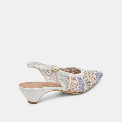 Dolce Vita SHOES Dafney White Multi Woven Leather Heels