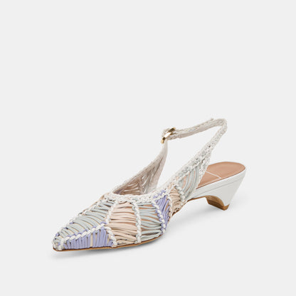 Dolce Vita SHOES Dafney White Multi Woven Leather Heels
