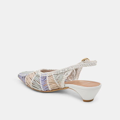 Dolce Vita SHOES Dafney White Multi Woven Leather Heels