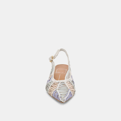 Dolce Vita SHOES Dafney White Multi Woven Leather Heels