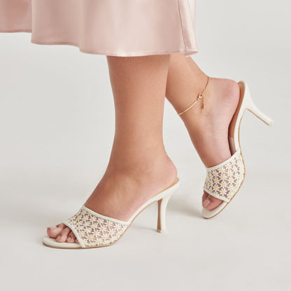 Dolce Vita SHOES LAVENA FLORAL HEELS WHITE YELLOW FLORAL MESH
 – Dolce Vita