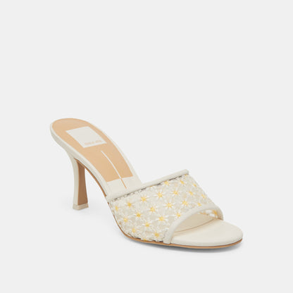 Dolce Vita SHOES LAVENA FLORAL HEELS WHITE YELLOW FLORAL MESH
 – Dolce Vita