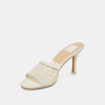 Dolce Vita SHOES LAVENA FLORAL HEELS WHITE YELLOW FLORAL MESH
 – Dolce Vita