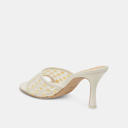 Dolce Vita SHOES LAVENA FLORAL HEELS WHITE YELLOW FLORAL MESH
 – Dolce Vita
