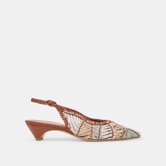 Dolce Vita SHOES Dafney Tan Multi Woven Leather Heels