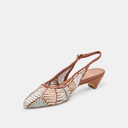 Dolce Vita SHOES Dafney Tan Multi Woven Leather Heels