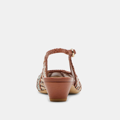 Dolce Vita SHOES Dafney Tan Multi Woven Leather Heels