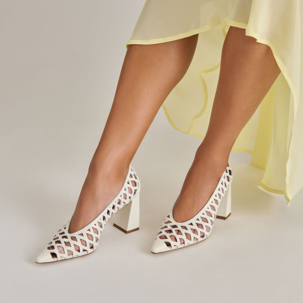 Dolce Vita SHOES Tanya Bone Woven Leather Heels