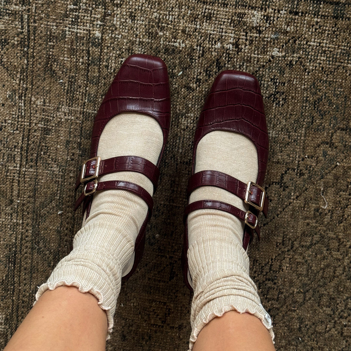 Dolce Vita SHOES Patzy Oxblood Embossed Leather Heels