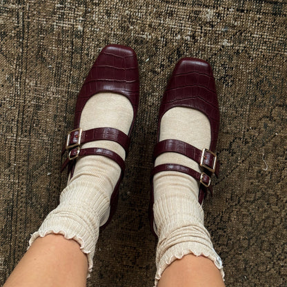 Dolce Vita SHOES Patzy Oxblood Embossed Leather Heels