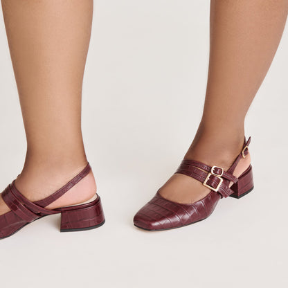 Dolce Vita SHOES Patzy Oxblood Embossed Leather Heels