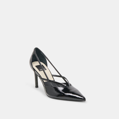 Dolce Vita SHOES Kaine Midnight Crinkle Patent Leather Heels