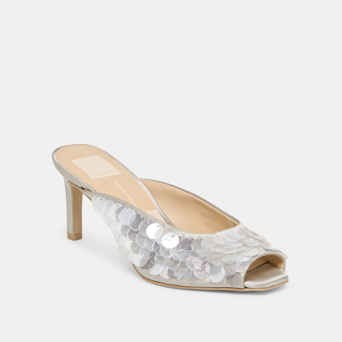 Dolce Vita SHOES Samary Confetti Silver Satin Heels