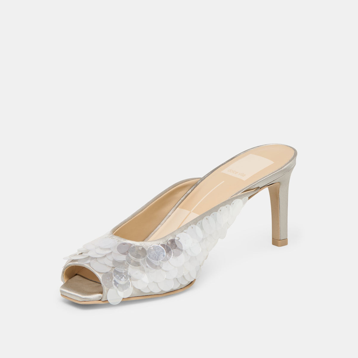 Dolce Vita SHOES Samary Confetti Silver Satin Heels