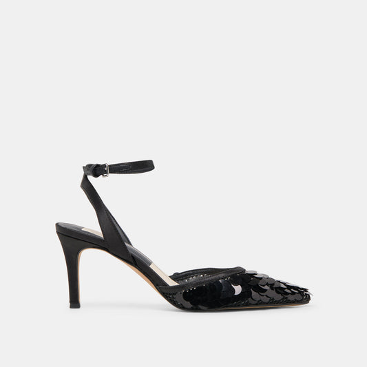 Dolce Vita SHOES Elizza Confetti Onyx Woven Mesh Heels