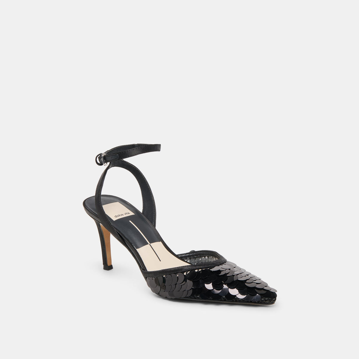 Dolce Vita SHOES Elizza Confetti Onyx Woven Mesh Heels