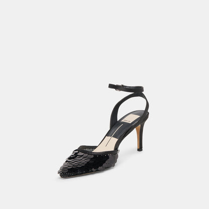 Dolce Vita SHOES Elizza Confetti Onyx Woven Mesh Heels