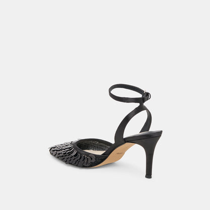 Dolce Vita SHOES Elizza Confetti Onyx Woven Mesh Heels