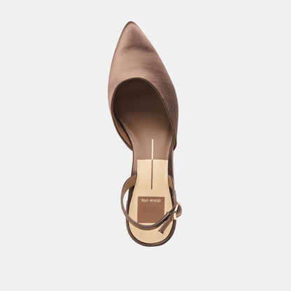 Dolce Vita SHOES Carel Dk Brown Satin Heels