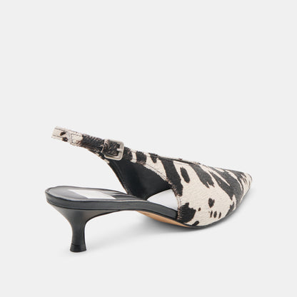 Dolce Vita SHOES Alenna Black White Taurus Calf Hair Heels