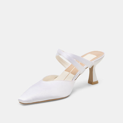 Dolce Vita SHOES Linore True White Satin Heels