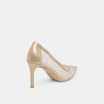 Dolce Vita SHOES Kashe Crystal Lt Gold Mesh Heels