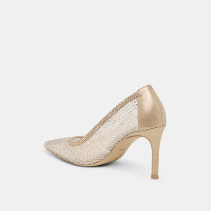 Dolce Vita SHOES Kashe Crystal Lt Gold Mesh Heels