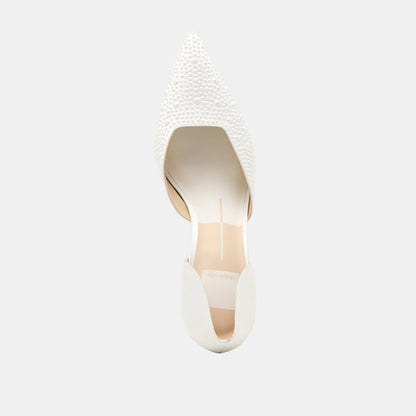 Dolce Vita SHOES Eloy Pearl Off White Satin Heels