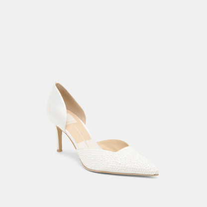 Dolce Vita SHOES Eloy Pearl Off White Satin Heels
