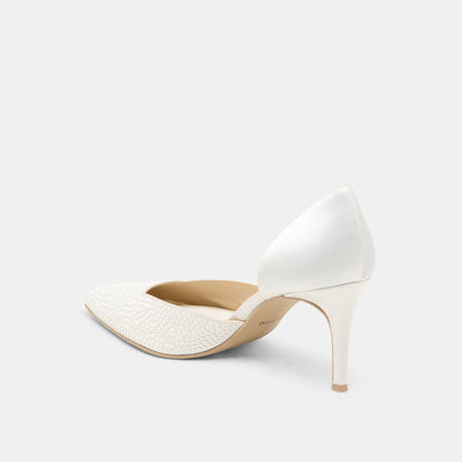 Dolce Vita SHOES Eloy Pearl Off White Satin Heels