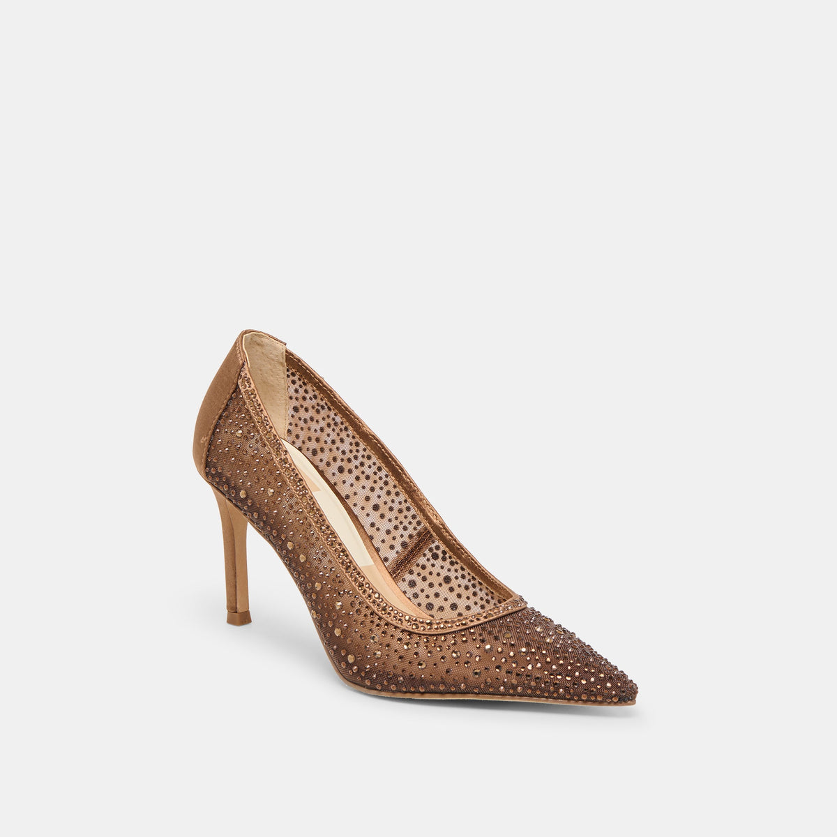 Dolce Vita SHOES Kashe Crystal Mid Brown Mesh Heels