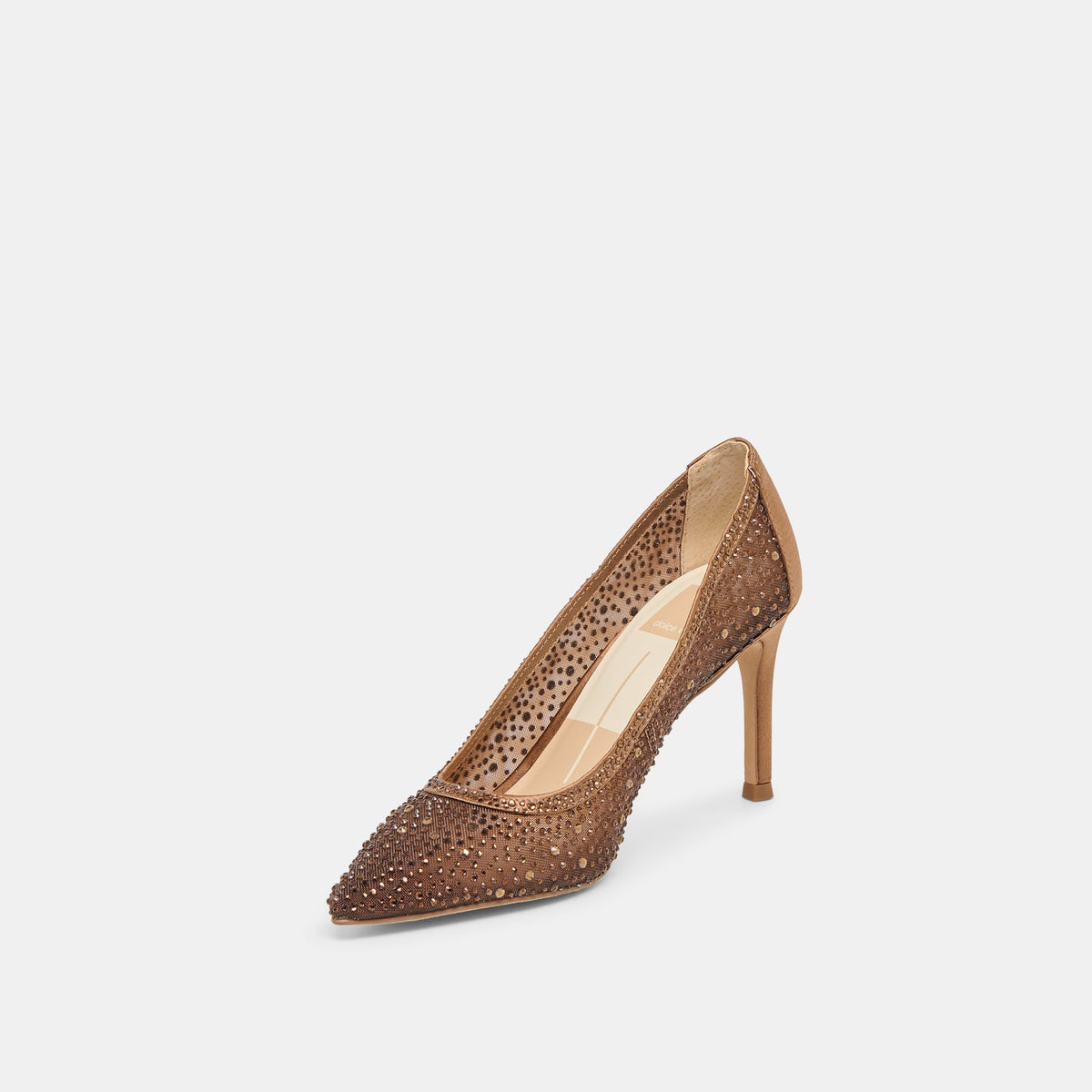 Dolce Vita SHOES Kashe Crystal Mid Brown Mesh Heels