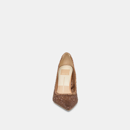 Dolce Vita SHOES Kashe Crystal Mid Brown Mesh Heels