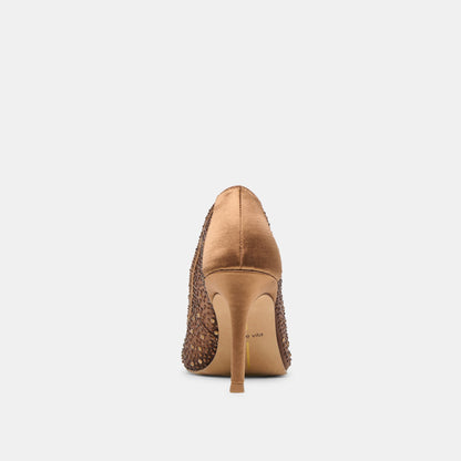 Dolce Vita SHOES Kashe Crystal Mid Brown Mesh Heels