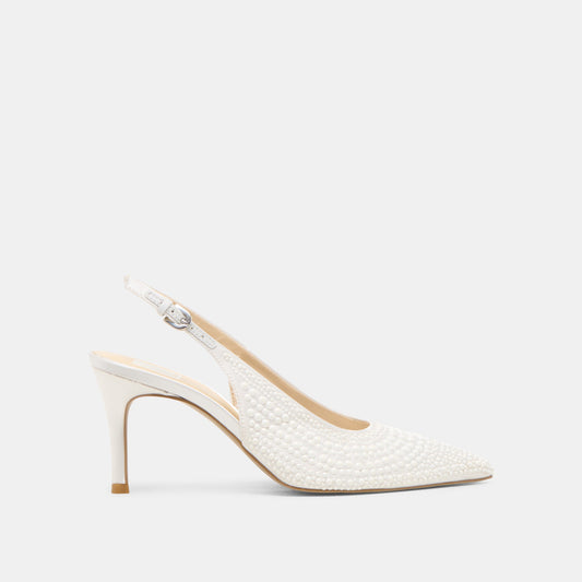 Dolce Vita SHOES Elasi Pearl Off White Satin Heels