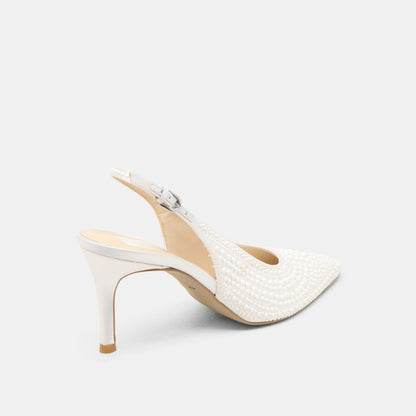 Dolce Vita SHOES Elasi Pearl Off White Satin Heels
