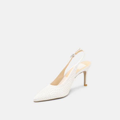 Dolce Vita SHOES Elasi Pearl Off White Satin Heels