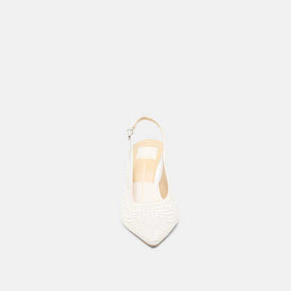 Dolce Vita SHOES Elasi Pearl Off White Satin Heels