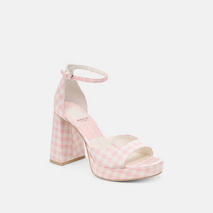 Dolce Vita SHOES Pandro X Byrdie Golf Pink Plaid Gingham Wide Heels