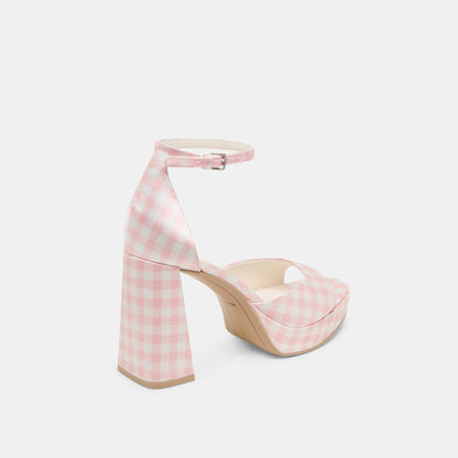 Dolce Vita SHOES Pandro X Byrdie Golf Pink Plaid Gingham Wide Heels