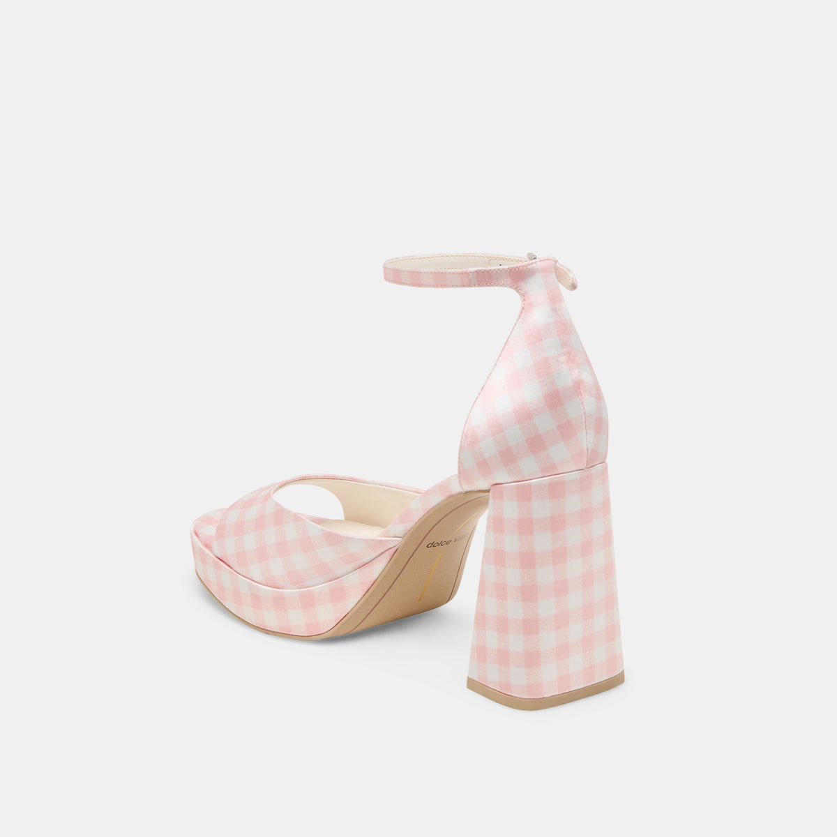Dolce Vita SHOES Pandro X Byrdie Golf Pink Plaid Gingham Wide Heels