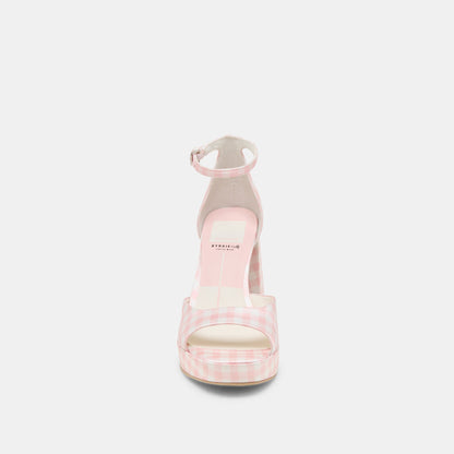 Dolce Vita SHOES Pandro X Byrdie Golf Pink Plaid Gingham Wide Heels