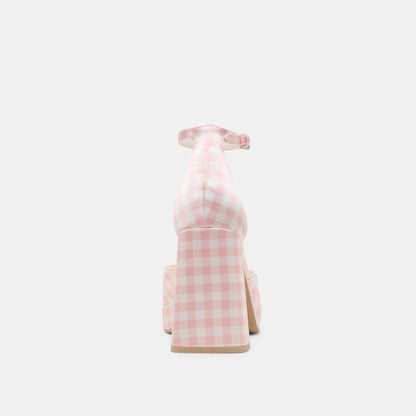 Dolce Vita SHOES Pandro X Byrdie Golf Pink Plaid Gingham Wide Heels
