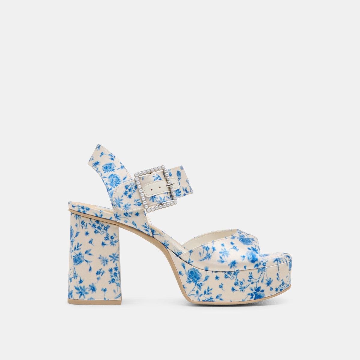 Dolce Vita SHOES Bobby Pearl Blue Floral Satin Heels