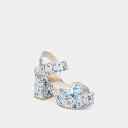 Dolce Vita SHOES Bobby Pearl Blue Floral Satin Heels