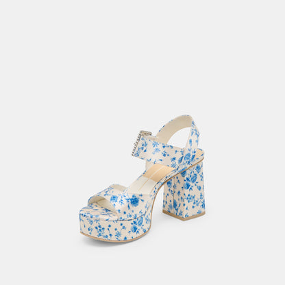 Dolce Vita SHOES Bobby Pearl Blue Floral Satin Heels