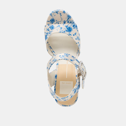 Dolce Vita SHOES Bobby Pearl Blue Floral Satin Heels