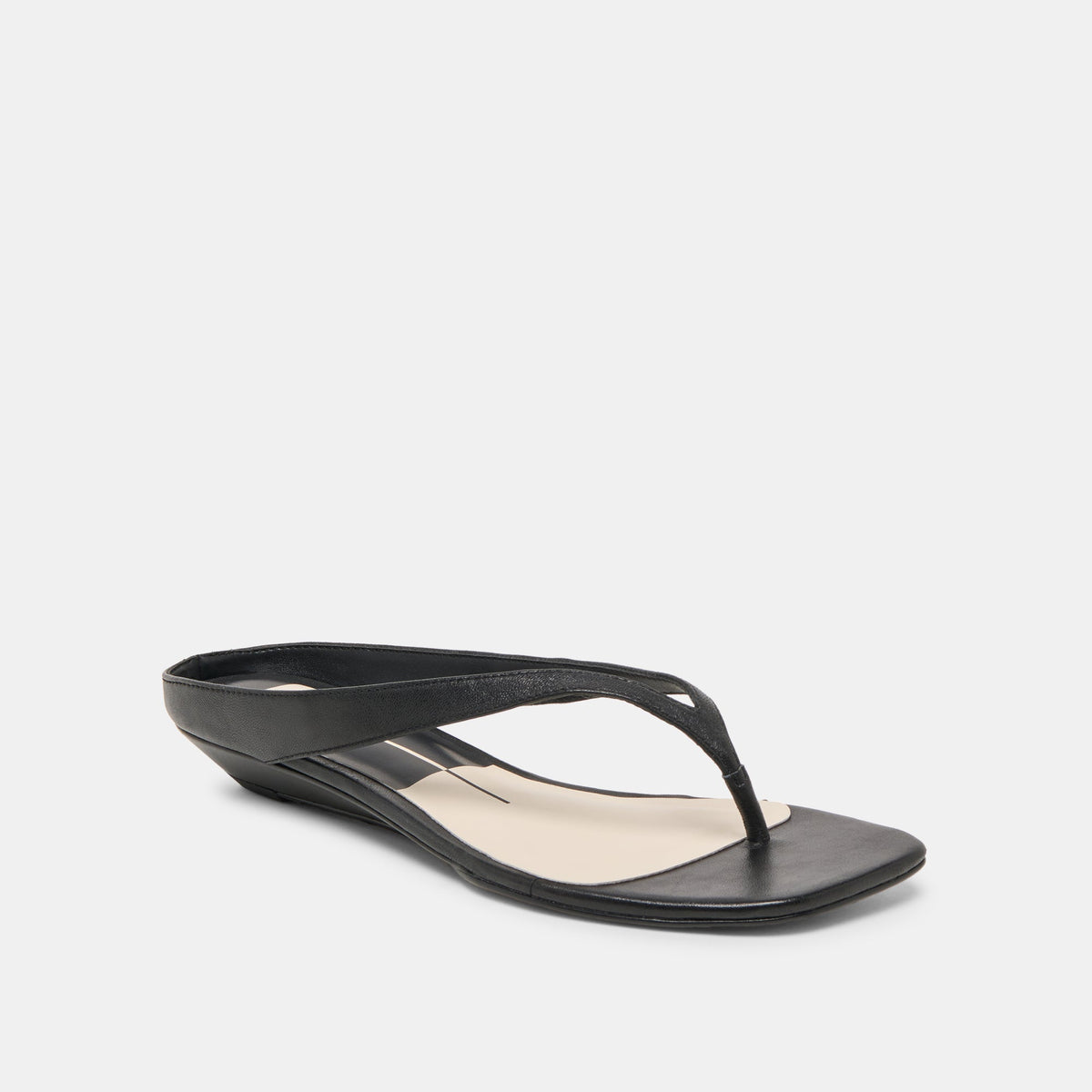 Dolce Vita SHOES GIZEL Black Leather Thong Square-Toe Sandals