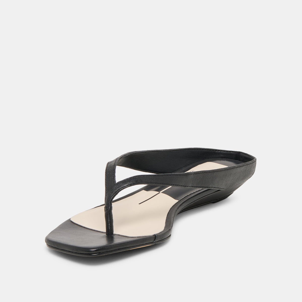 Dolce Vita SHOES GIZEL Black Leather Thong Square-Toe Sandals