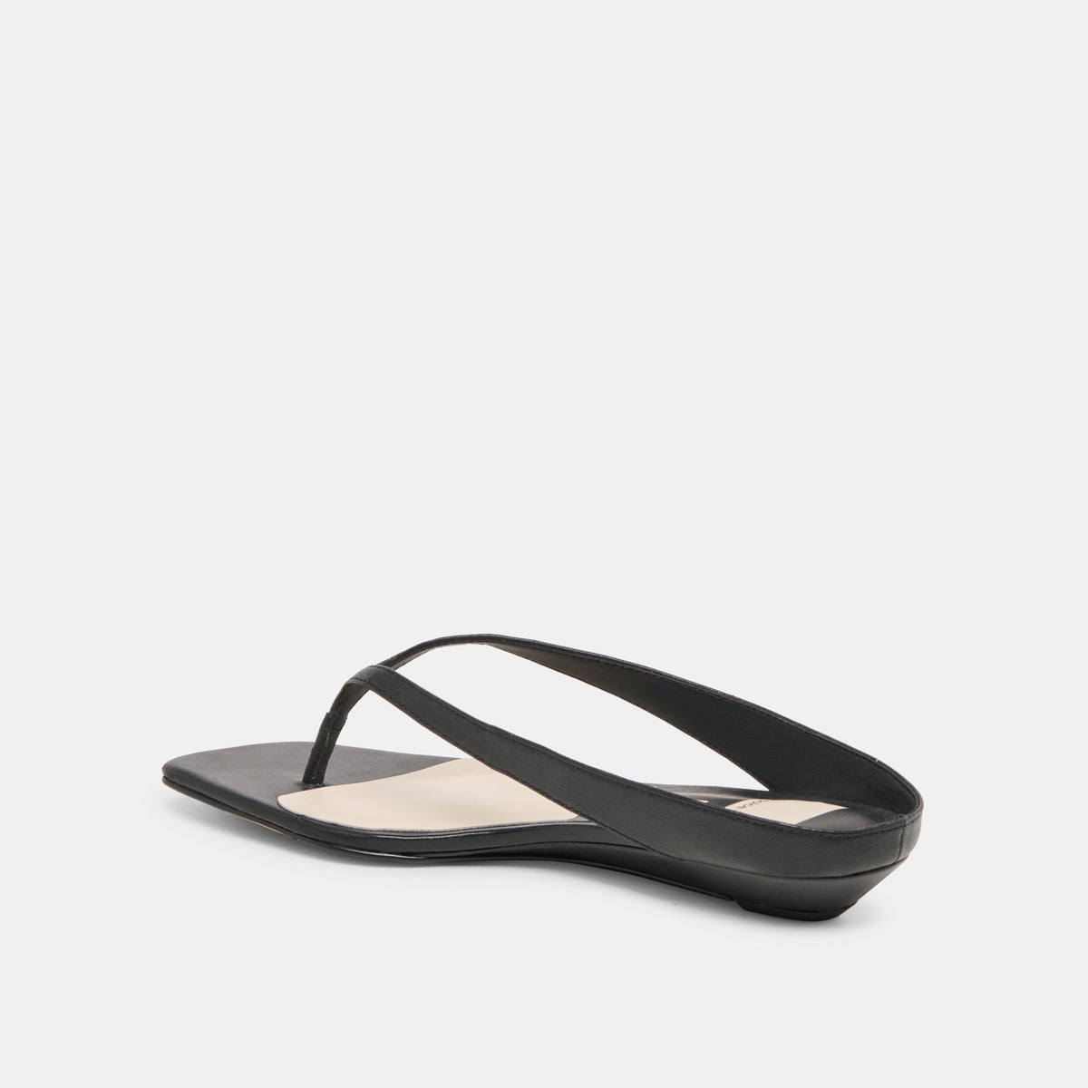 Dolce Vita SHOES GIZEL Black Leather Thong Square-Toe Sandals